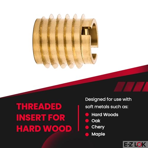 Image of E-Z LOK Knife Threaded Insert for Hard-Wood, Brass Thread Inserts 3 /8-16 Internal Threads, 0.625 inch Length Pack of 10