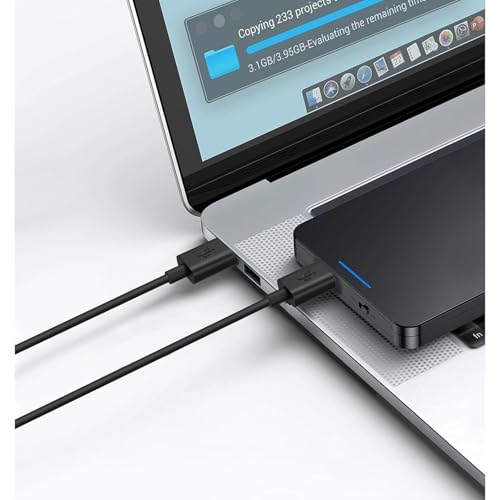 Image of USB 2.0 Male to Male Cable - Data Transfer for Hard Drive, Laptop, DVD Player, USB Hub, Monitor, Camera, Set Top Box (Black)