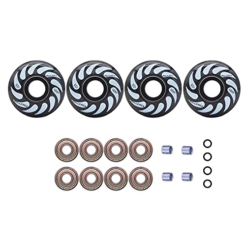 Rollerex Phaser 92A 54mm Skateboard Wheels (Steel Black (w Bearings, spacers and washers), 54mm)