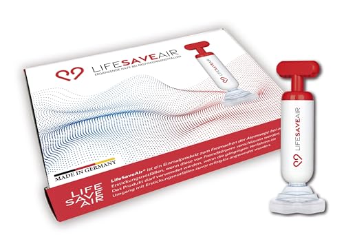 LifeSaveAir Erste Hilfe Set bei Verschlucken & Ersticken – Patentiertes Anti-Erstickungs-Gerät für Kinder & Erwachsene – Zugelassenes EU-Medizinprodukt 'Made in Germany' – Notfall-Rettungsgerät
