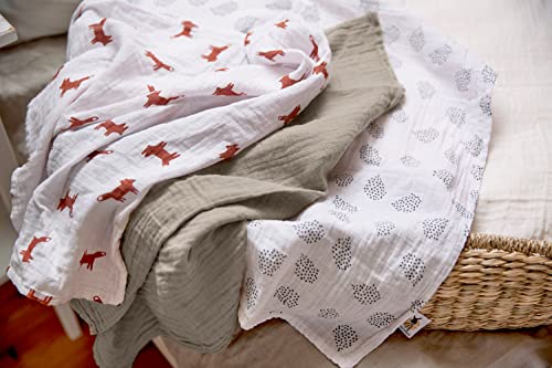 LÄSSIG Baby Puckdecke Spuckdecke Pucktuch Mulltuch 3er Set Baumwolle 60 x 60 cm/Swaddle & Burp Blanket M Little Forest Fox – Ansicht 4