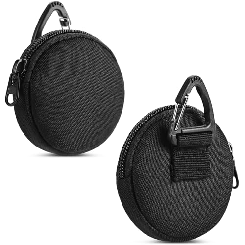 Image of Coin Pouch for Men 2PCS Black, 1000D Nylon Small Zipper Change Purse with Triangle Buckle, Mini Portable Compact Pocket Coin Holder for Loose Change