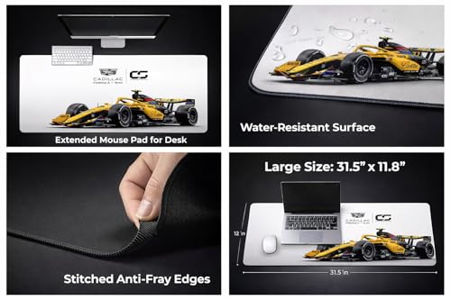 Image of Cadillac Formula 1 Car Design Large Extended Mouse Pad - Non-Slip Spill-Resistant Desk Mat with Special-Textured Surface for Gaming, Office & Home (585mm x 280mm)