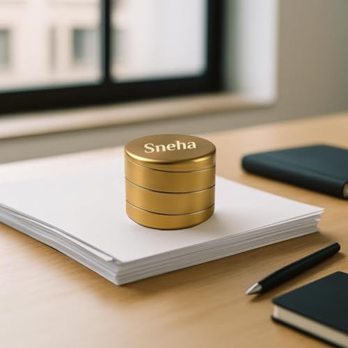 Image of Giftana Personalized Paper Weight Spinner for Office Table, Customised Name Paper Weight for Men & Women, Corporate Gift for Employees (Golden)