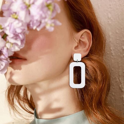 70s Earrings for Women Retro Earrings Acrylic White Earrings for Women Dangle Disco Earrings 70s Jewelry Groovy Earrings 70s Accessories3