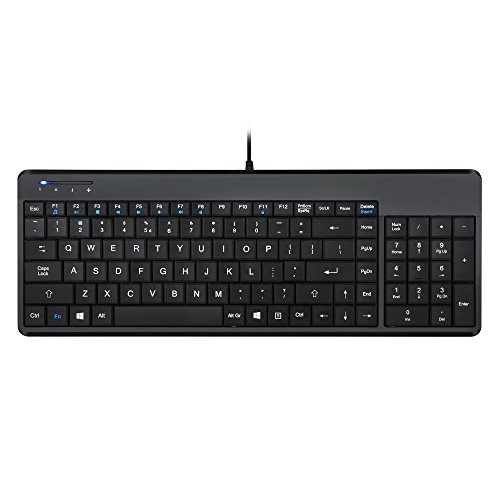 Perixx PERIBOARD-220 Wired USB Keyboard - Compact 398x145x32mm Size - US English Layout