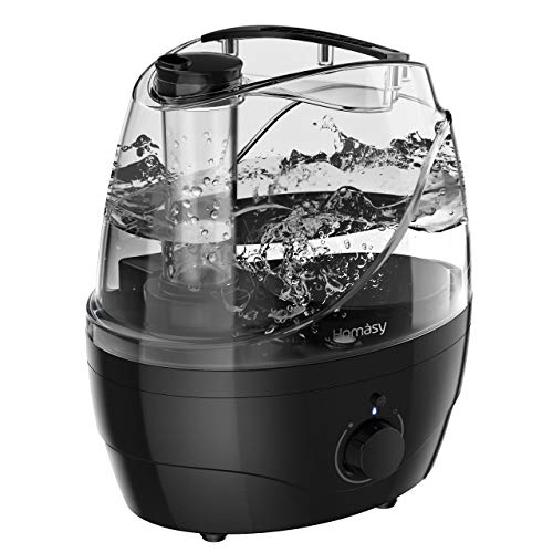 Homasy Cool Mist Humidifiers, 28dB Whisper-Quiet Humidifiers for Bedroom, Easy to Clean & Control Air Humidifier, Auto Shut-Off, 24H Work Time, Dull Black