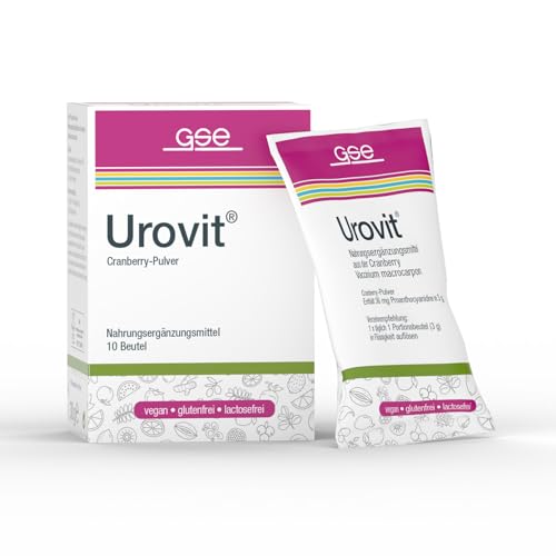 GSE Urovit Pulver im Portionsbeutel, 10 Beutel Cranberry-Pulver, Blase und Harnwege, BIO-Qualität, 100% vegan und ohne Zusätze