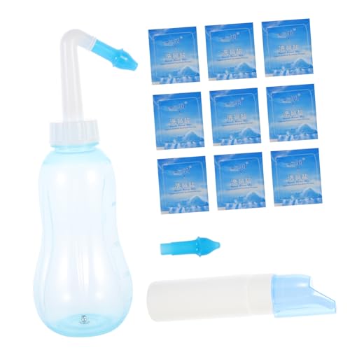 WRITWAA 1 Juego Botella de lavadora nasal para salina limpiador nariz herramienta de enjuague nasal irrigación nasal enjuague nasal salino lavado nasal manual páginas Blue