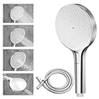 Auralum Alcachofa de Ducha XXL Grande 140mm con Manguera 1.5m, Antical Alcachofa Ducha Alta Presión Extraíble con 4 modos, Cabezal Ducha para Baño Cabezal Cromado, Fácil Limpieza