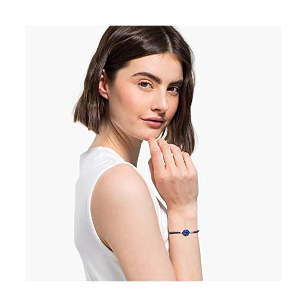 Swarovski Power Women's Water Element Bracelet with Blue and Gold Toned Crystals on a Blue Band with Bolo Closure and Stainless Steel Embellishments