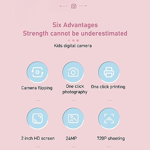 Câmera infantil de impressão digital de 24 MP com tela de 2,0 polegadas, multizoom, câmera térmica p