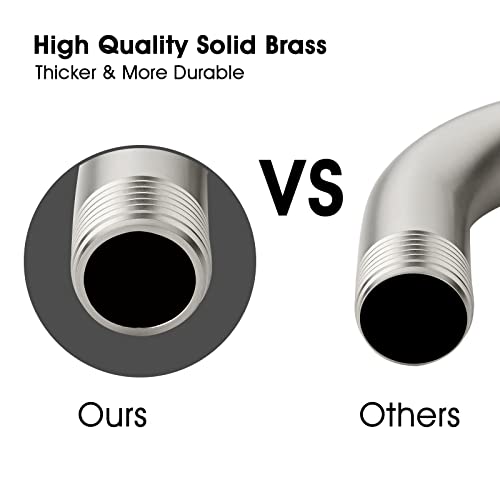 Bright Showers 6 Inch Brass Shower Arm With Flange Shower Pipe Arm For Wall Mount Fixed And Handheld Shower Head, Brushed Nickel #TOP3