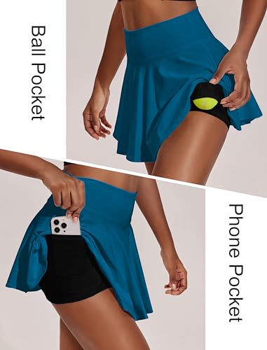 Image of PINSPARK Womens Tennis Skirt Pleated Athletic Skirts with Pockets Shorts High Waisted Golf Skort for Workout Pickleball