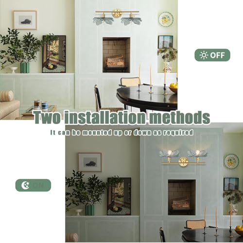 Image of gold vanity light mid century Modern Vanity Lights Fixtures 2 light bathroom sconce with Dark Green Glass Shade gold Wall Sconce Light Bathroom Lights Over Mirror for Bedroom Hallway Living Room
