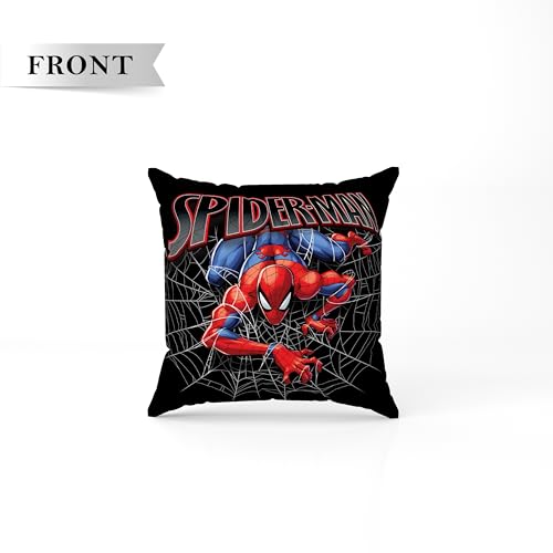 Image of Sassoon Spiderman Reversible Cartoon Printed Cushion Cover, Black (Pack of 1)