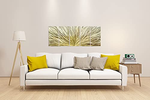 Sygallerier Large Metal Wall Art Hand Crafted 3D Abstract Aluminum Artwork In 5 Pieces Modern Sculpture Contemporary Metallic Pictures For Living Room Bedroom Farmhouse Decor #TOP5
