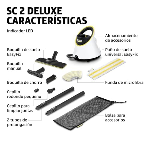 Miniatura 2 de Kärcher Limpiadora De Vapor Sc 2 Deluxe, Rendimiento: Aprox. 75m , Depósito: 1 L, Presión: Máx. 3,2 Bar, Tiempo De Calentamiento: 6,5 Min., 1500w, Incluye Kit De Limpieza Easyfix Y 3 Boquillas