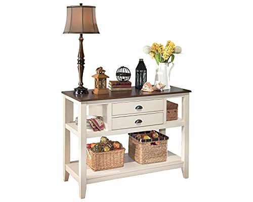Signature Design by Ashley Whitesburg Cottage Dining Room Server with 2 Storage, Brown & White