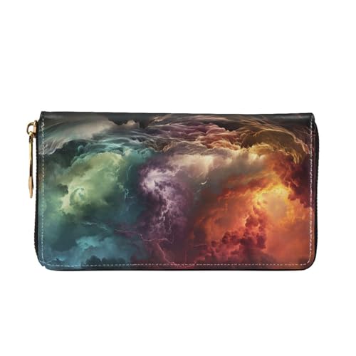 Cloud Lightning Leather Wallet for Women Long Coin Purse Ultra Slim Credit Cards Holder Bifold Clutch4