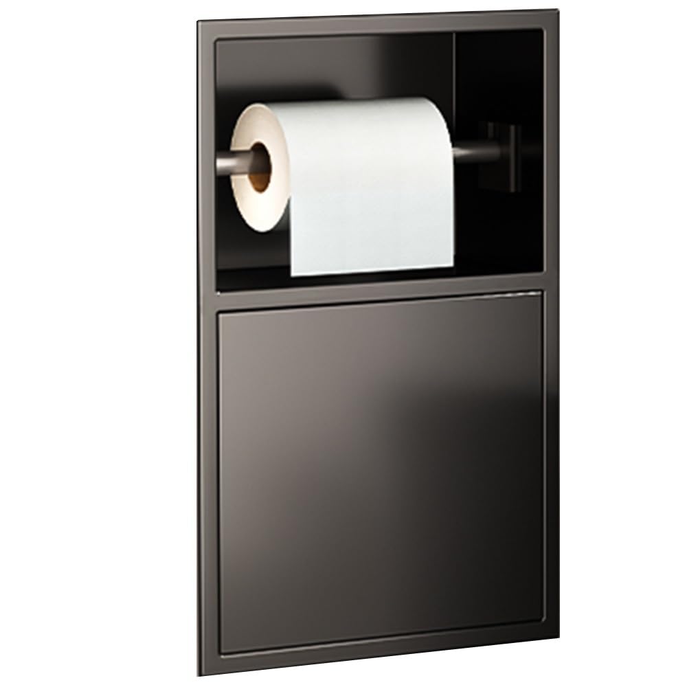 SaryEdge Stainless Steel Bathroom Shelf Wall-Mounted Toilet Paper Holder with Trash Can Ideal for Bedroom & Kitchen Decor,Gris-20X38X12.5cm-8X15X4.9in,Gris-20X38X12.5cm-8X15X4.9in