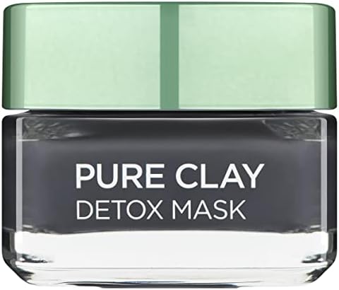 L'Oreal Paris Pure Clay Black Charcoal Detox Face Mask, Deep Cleansing Skin Care for All Skin Types 50 ml
