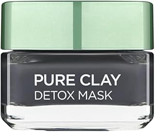 L'Oreal Paris Pure Clay Black Charcoal Detox Face Mask, Deep Cleansing Skin Care for All Skin Types 50 ml