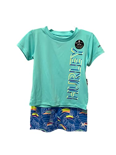 Hurley Infant Boys’ Rash Guard T-Shirt And Swim Trunks Set Pacific Blue Size 24 Months #TOP7