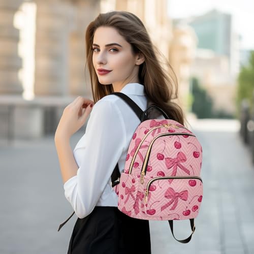 Image of ALAZA Bow Cherry Cartoon Funny Women Backpack Purse Ladies Fashion Shoulder Bag Daypack Travel Bag 7.5L