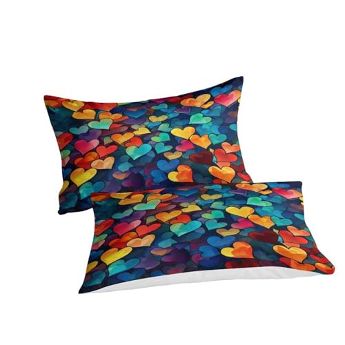Housses de couettes cœurs colorés 3D parure de lit King size - 6
