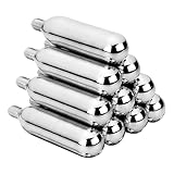 RUNNNN UPHOT エスプレッソマシン 専用 CO2ボンベ 16g ねじ付き 食品グレードのCO2カートリッジ 10本入り 3/8x24UNF規格 小型＆携帯に最適 アウトドア コーヒーメーカー ステンレス製 ポータブル エスプレッソメーカー コンパクト (シルバーCO2ボンベ10本)