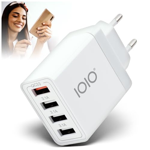 IOIO UL4 Chargeur USB Multiple avec QC 3.0 Adaptateur multiprise pour Prise de Courant, Chargeur Rapide 33 W, Station de Charge, Bloc d'alimentation USB, Prise de Charge compacte
