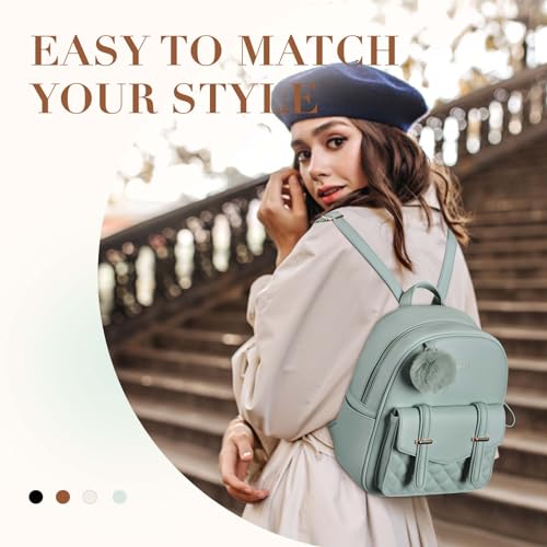 Image of Missnine Mini Backpack for Women Cute Small Backpack Purse With Pompom PU Leather Bookbag Small Casual Daypacks For Ladies