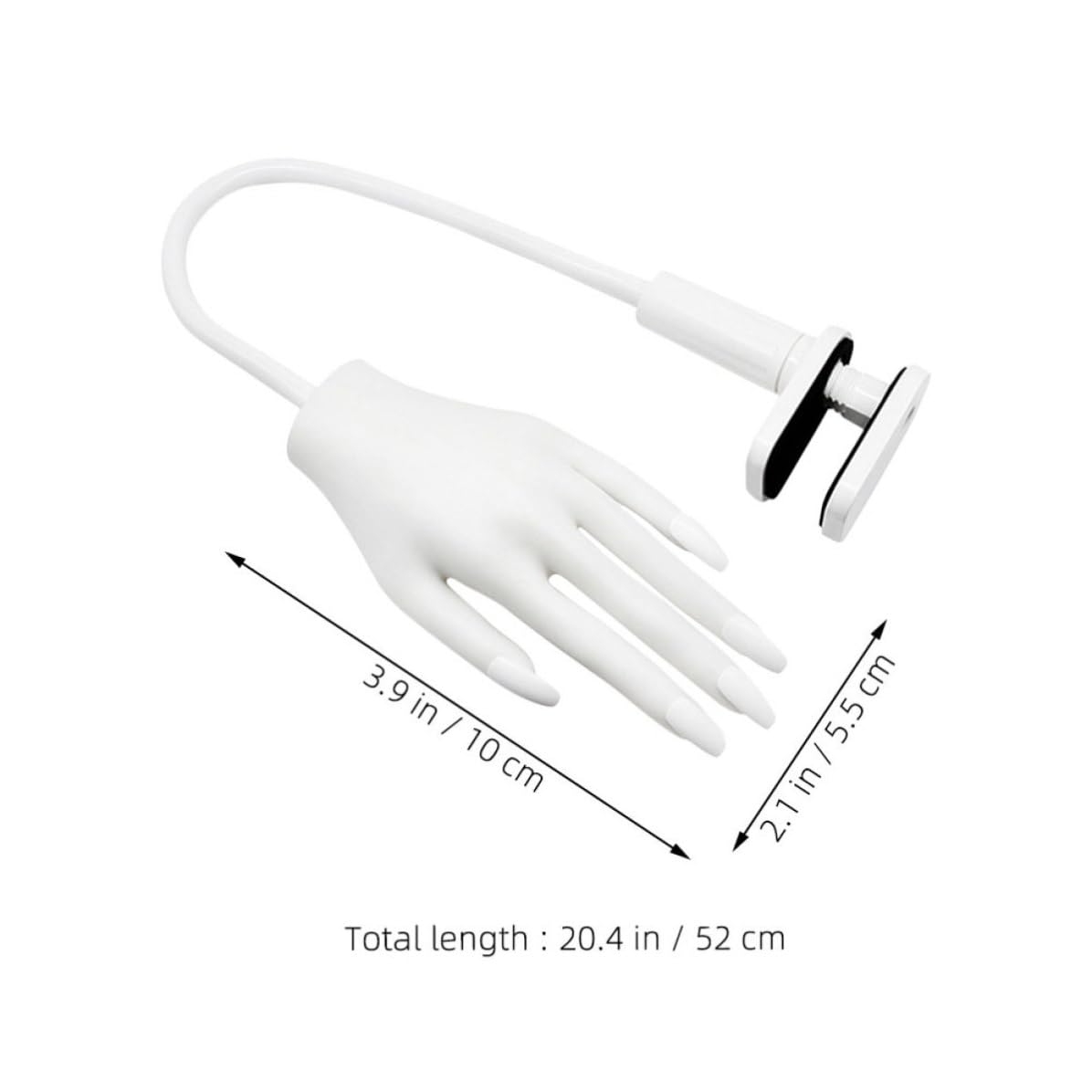 Mano de Práctica para Uñas Acrílicas de Plástico Blanco, Modelo Flexible para Aprendizaje y Enseñanza de Manicura, Adecuado para Principiantes y Profesionales