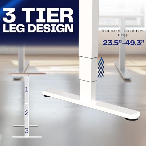 Image of VIVO Electric Dual Motor Stand Up Desk Frame for 40 to 85 inch Table Tops, Frame Only, 3 Stage Height Adjustable DIY Workstation with Memory Controller, White, DESK-V103EW