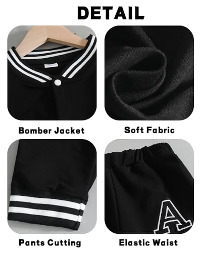 Image of Cakaner Boys Color Block Button Down Shirt and Jogger Pants Button Up Sweatsuits Sets (Size: 5-12T)