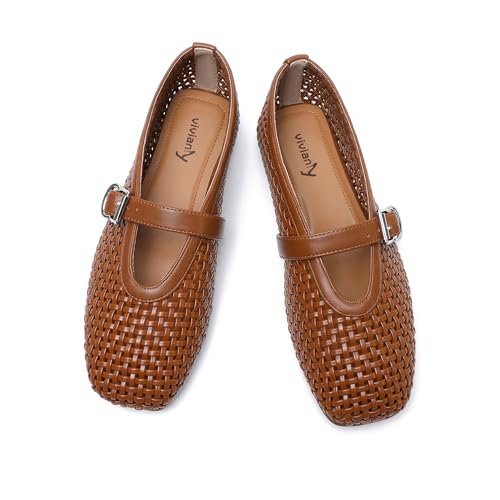 Image of vivianly Mesh Ballet Flats Shoes for Women Flats Comfortable Dressy Round Toe Mesh Flats Fishnet Mary Jane Flats for Events Party Leisure