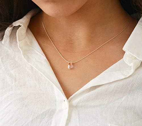 AVNIS Crystal Teardrop Sterling Silver Necklace Minimalist Stunning Jewelry 16 inches+extension Birthstone Birthday Gift for Women Girls - Image 6