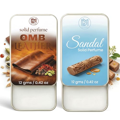Image of Dr.Mashur Solid Perfume |sandal&OMB leather Alcohol Free Wax Perfume Balm, Long Lasting | Pocket Tin 12g, Pack Of 2| Non Greasy Smooth Glide, Travel Friendly Men And Women