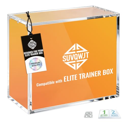 SUVQWJT Elite Trainer Box Acrylic Case - Extra Thick ETB Protector Case Compatible with PKMN Magnetic Lid UV Resistant Stackable Display Storage Box for PKMN ETB Collection