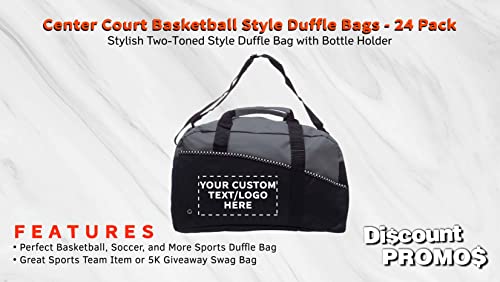 24 Center Court Duffel Bags Set - Customizable Text, Logo - Polyester, Zippered, Front Pocket, Adjustable Strap - Grey2