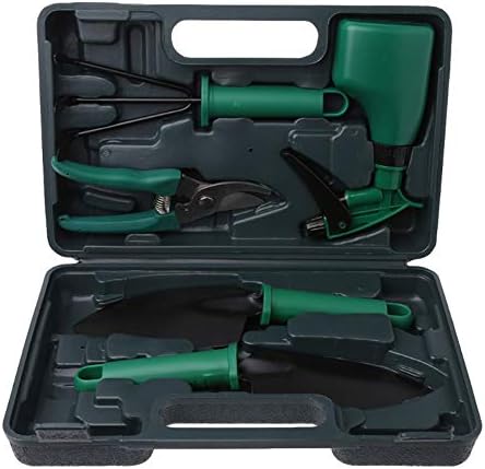 5 Piece Mini Garden Tool Set, Garden Kit w/ Non-Slip Handle and Carrying Case for Seedlings, Bonsai