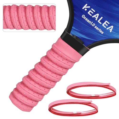 KEALEA Pickleball Paddle Grip Tape with Raised Ridge, Thickened Handle Wrap Tape for Tennis and Badminton Rackets - Red