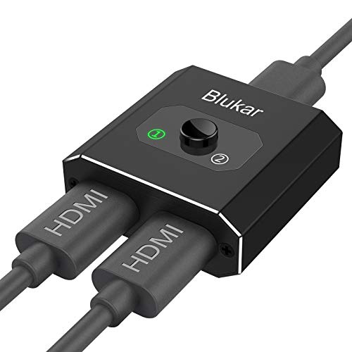 Blukar HDMI switch, 4K bidirectionele HDMI-splitter, 2 ingang naar 1 uitgang of 1 ingang 2 uitgangen, HDMI splitter ondersteunt 3D 1080P voor HDTV/Blu-ray/Firestick/Xbox/DVD/PS4