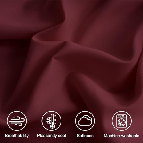 4 Piece King Size Sheets Set, Breathable & Cooling King Sheets Set-Burgundy - image 2