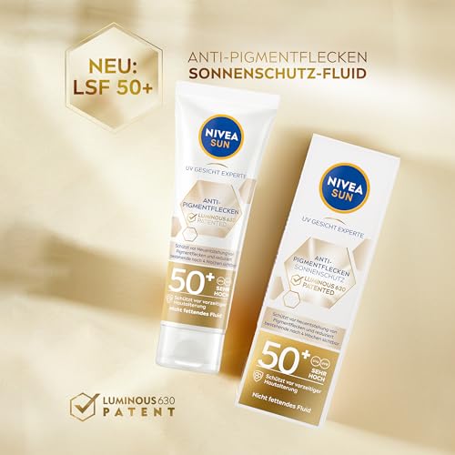 NIVEA SUN UV Gesicht Experte Anti-Pigmentflecken Sonnenschutz LSF 50+, nicht fettendes Sonnencreme Fluid mit patentiertem Thiamidol, Gesichtspflege mit Hyaluron und Vitamin E (40 ml) – Bild 5
