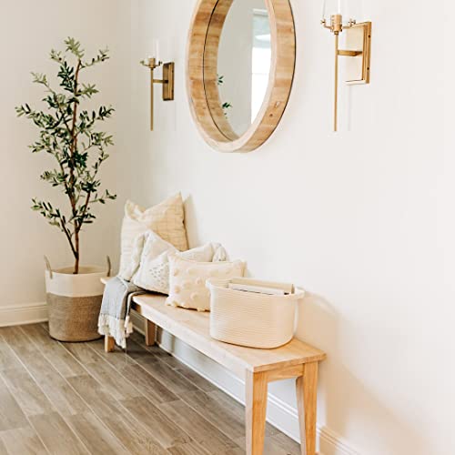 Organihaus White Basket For Blankets | Toy Basket For Baby | Woven Storage Basket | Rope Basket With Handles | Rectangle Soft Boho Basket For Towels | Cloth Basket For Organizing | Fabric Basket 14X9 #TOP3