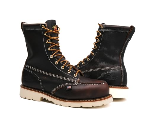 Image of Thorogood American Heritage 8 inch Steel Toe Work Boots for Men - Full-Grain Leather with Moc Toe, Slip-Resistant Wedge Outsole, and Comfort Insole; EH Rated