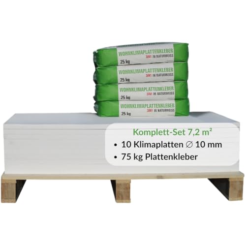 CaSi-Systems, Vorgrundierte Klimaplatte 10mm Calciumsilikat Dämmplatte, anti Schimmel, für innen, Keller, Feuchtraum, Energiesparend & Dämmend, Set für 7,2 m²