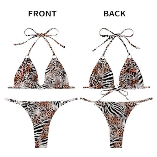 Image of MIKETAI Sexy Bikinis for Women 2 Piece Bikini Spaghetti Strap Swimsuits Solid Color Bathing Swimwear Triangle Bathing Suit